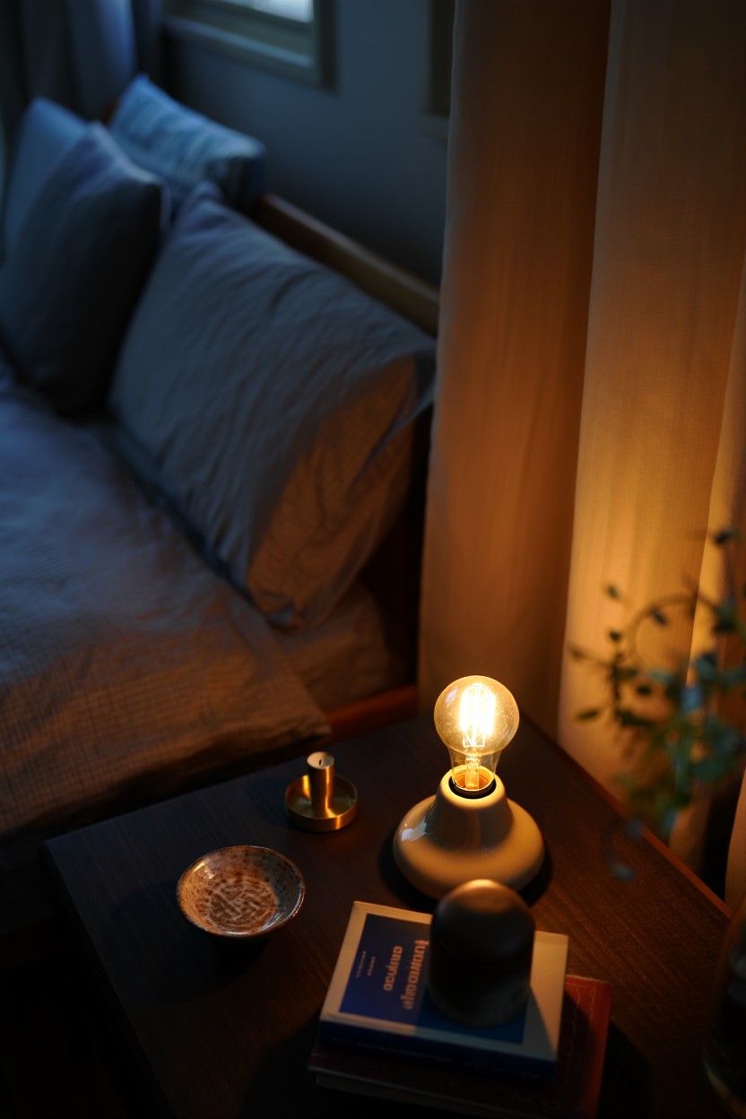 5 Ways to Style a Moody Nightstand: Deep Tones + Warm Light Under $35