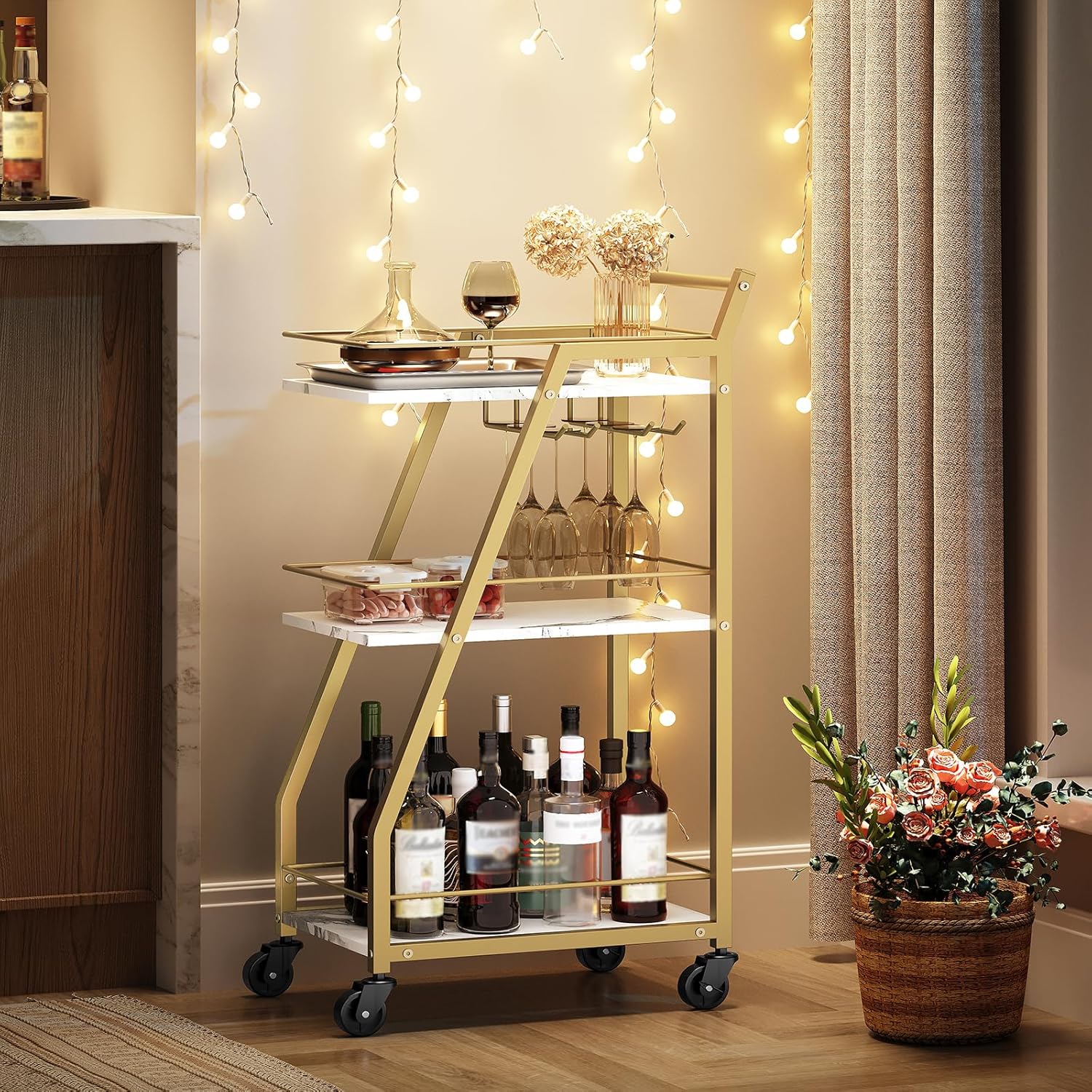 6 Gold Bar Carts Under $35 That Look Like Luxury Hotel Setups