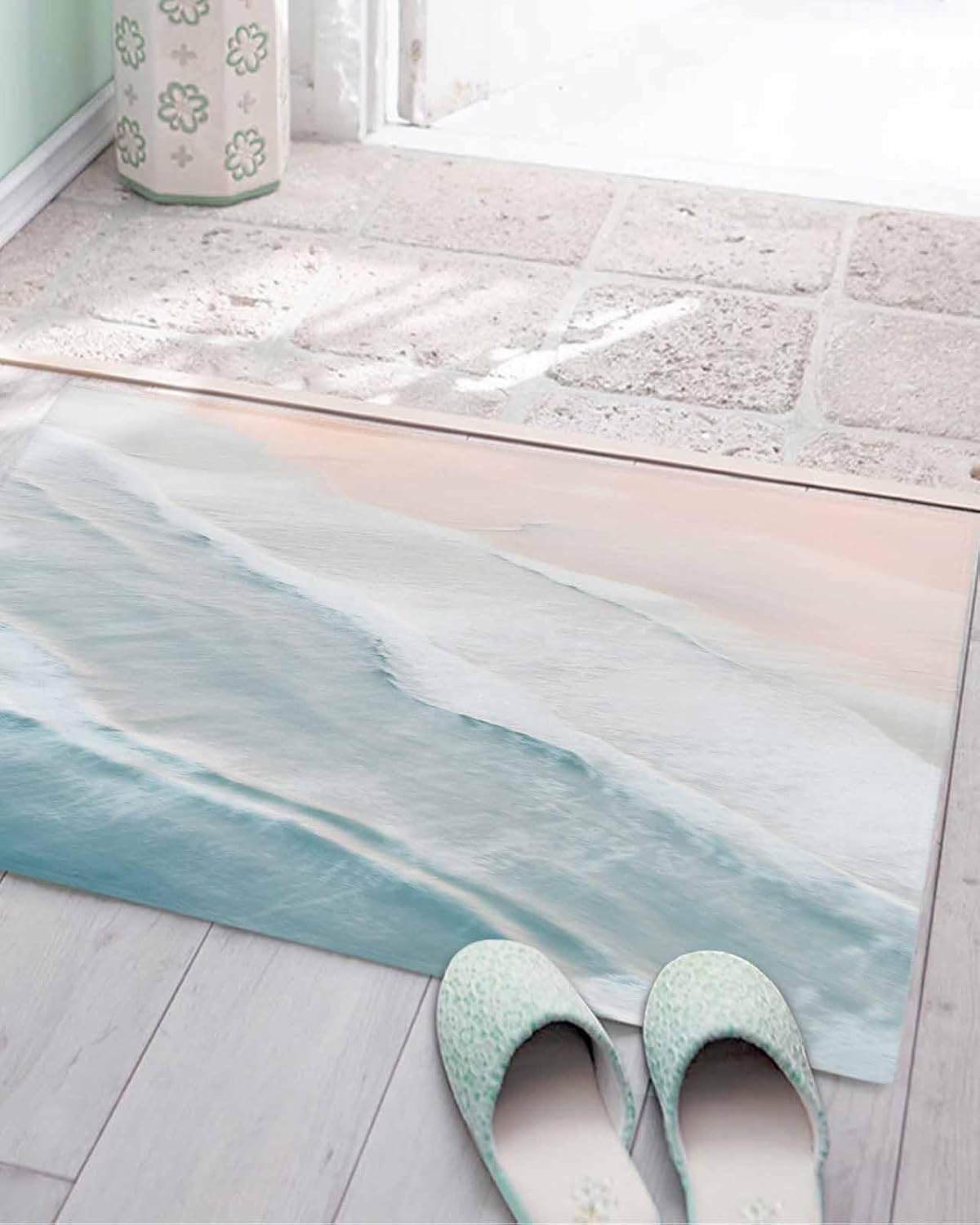 Add Coastal Charm: Woven Area Rugs in Ocean Blues & Sand Under $35