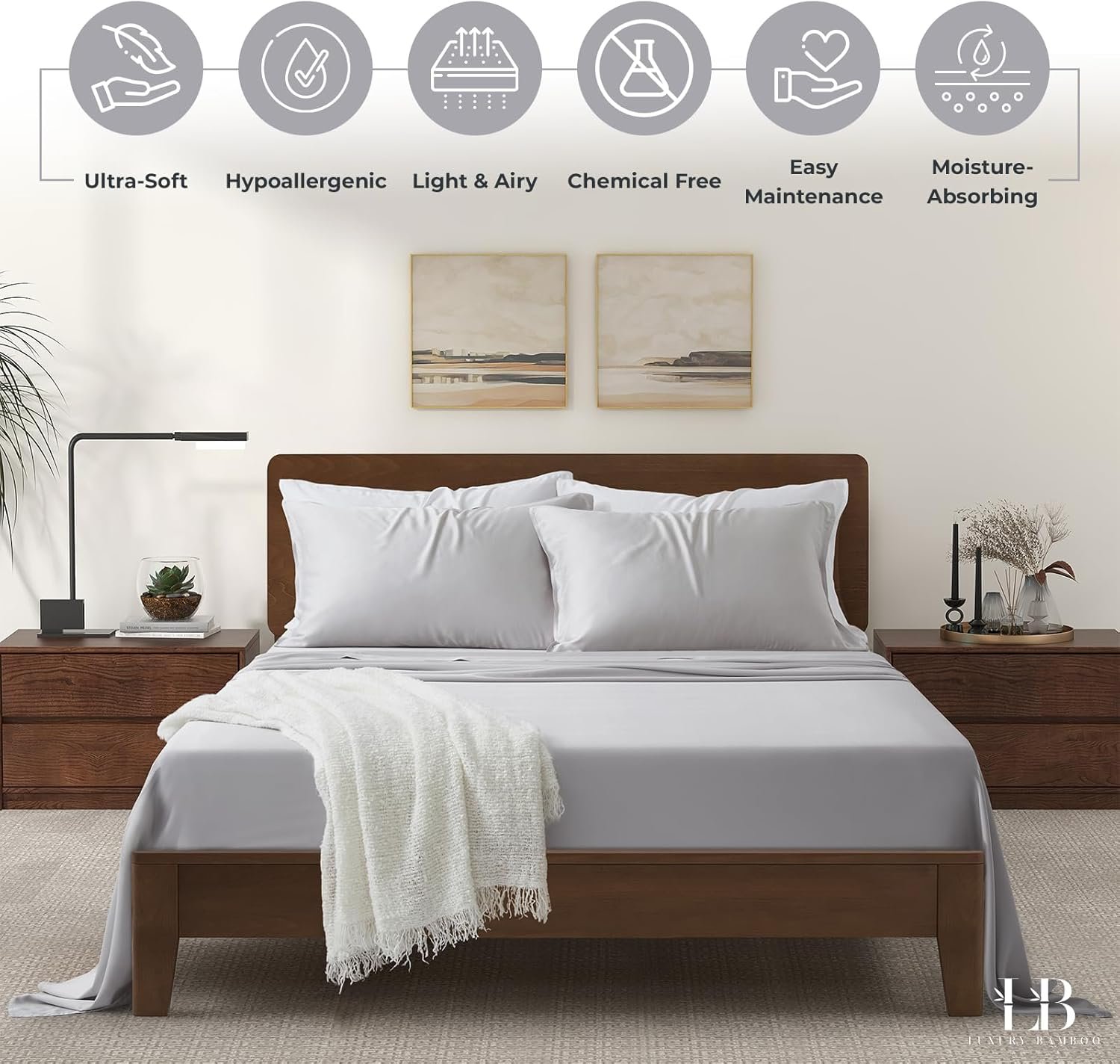 Luxury Bamboo Market | King Size Bed Sheet Set | 100% Viscose Made from Bamboo