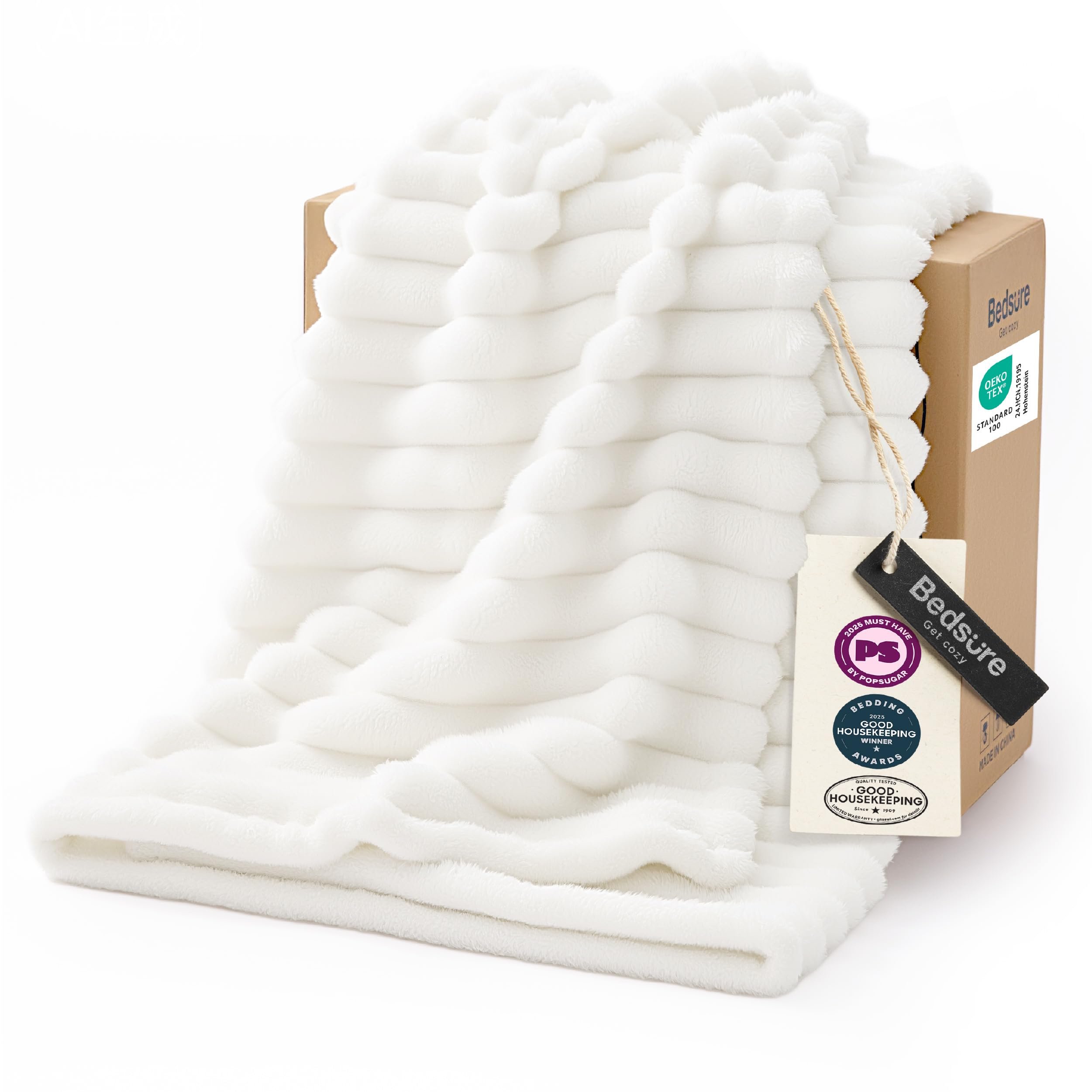 Bedsure GentleSoft White Throw Blanket for Couch