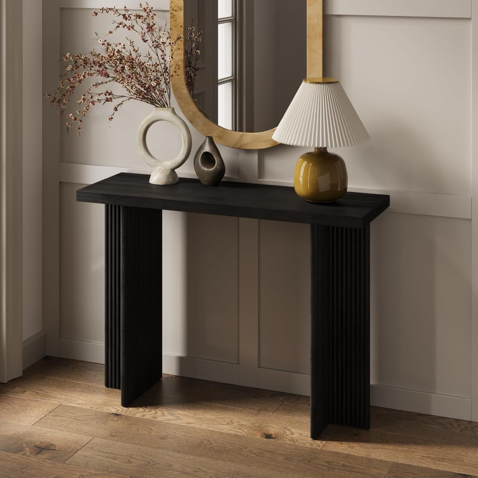 Fluted Console Table - Small Entry Desk for Narrow Spaces