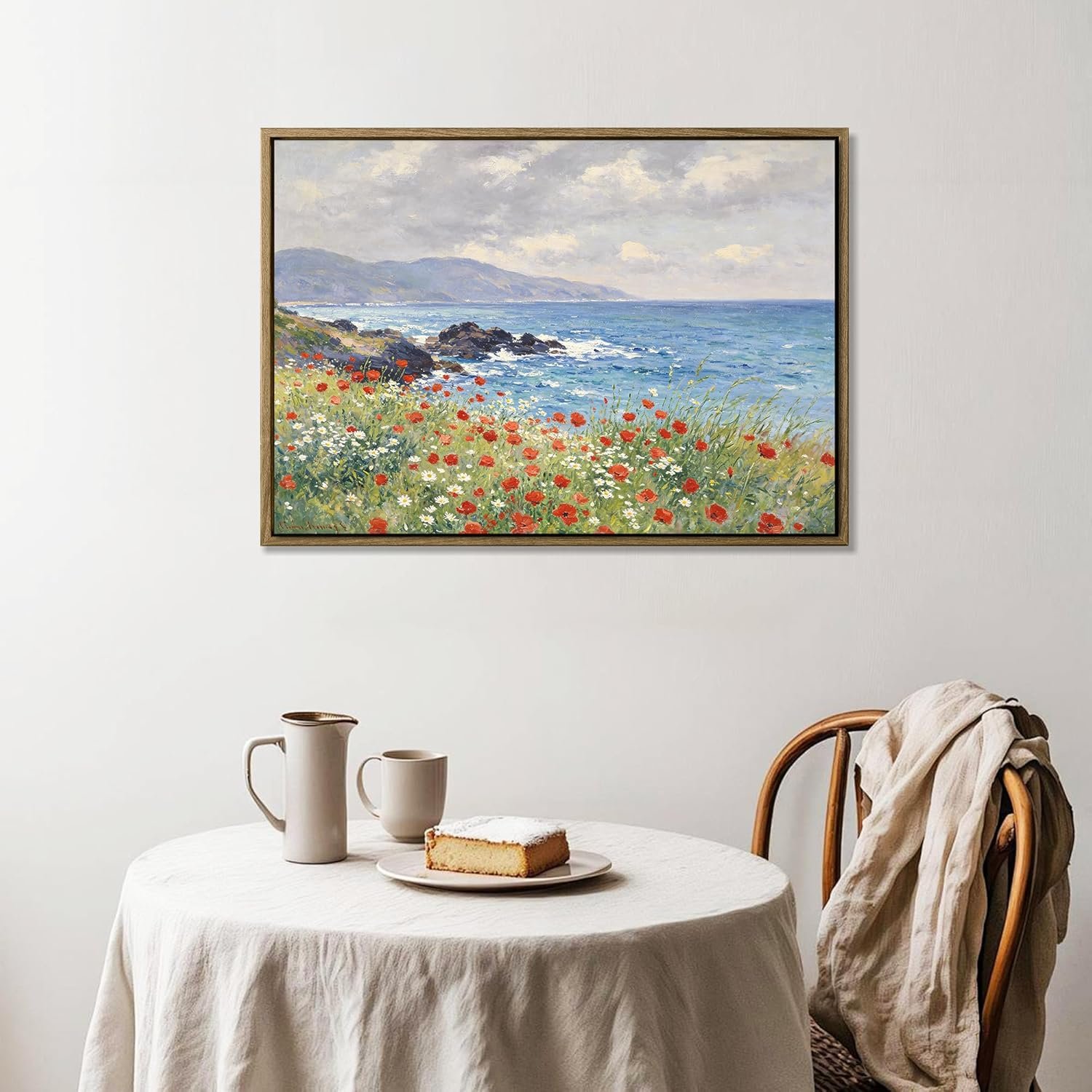 Framed Canvas Wall Art - Wildflower Nature Landscape