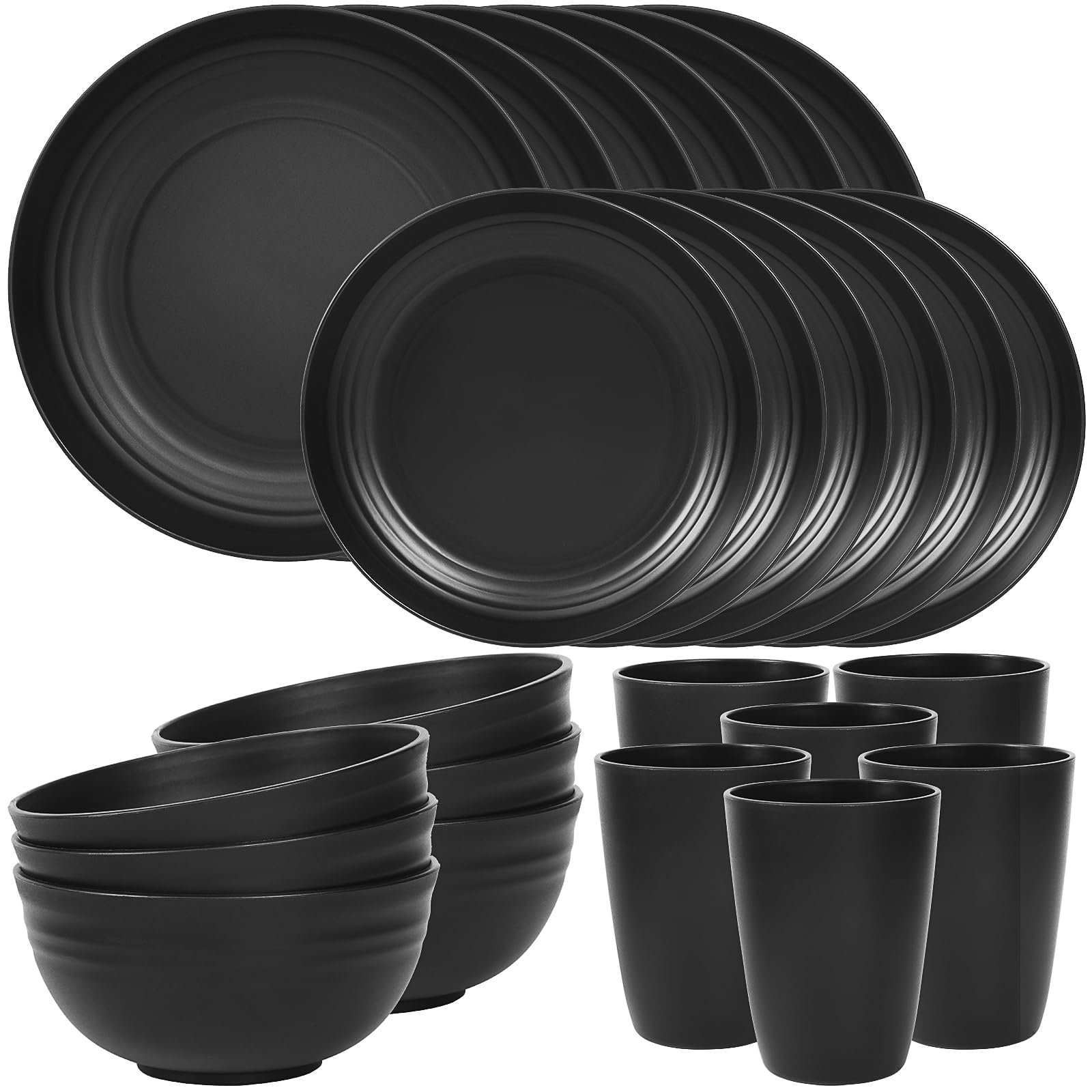 Quatish 24-Piece Plates and Bowls Sets for 6