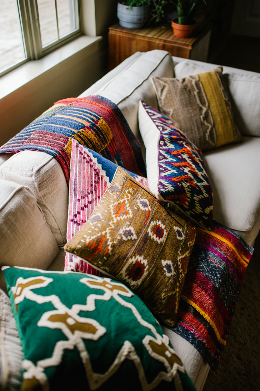 Collect These Bold Accent Pillows: 6 Global-Inspired Patterns That Layer Beautifully