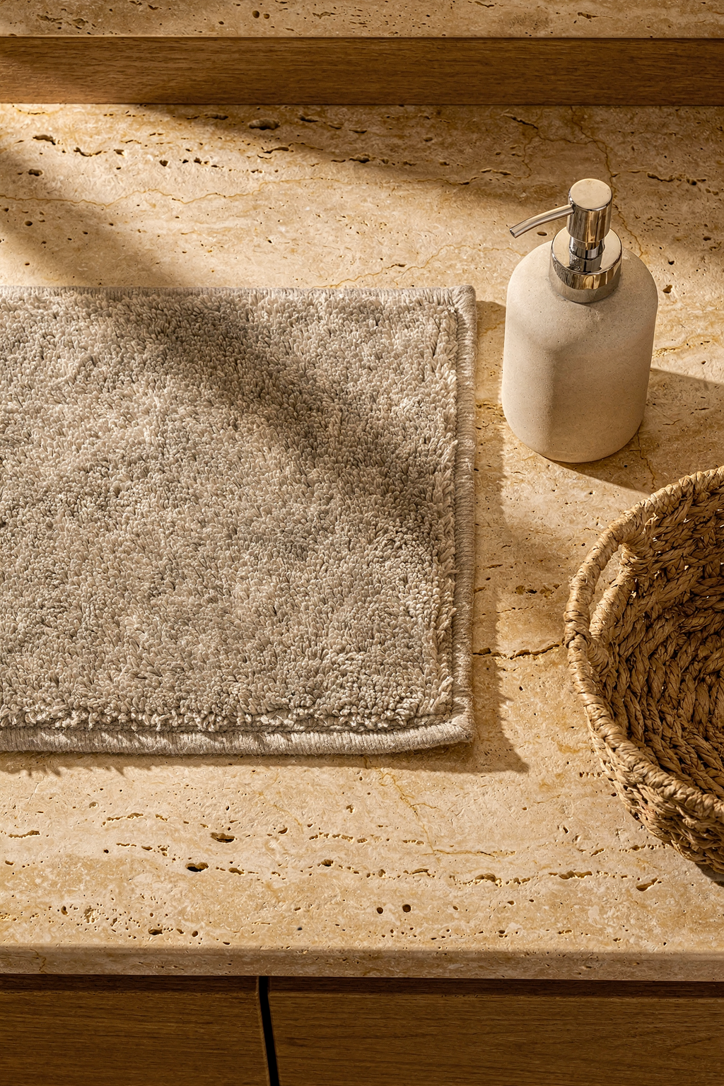 Curate Spa Vibes: Greige Bath Mats That Layer Luxury Over Ceramic Tile