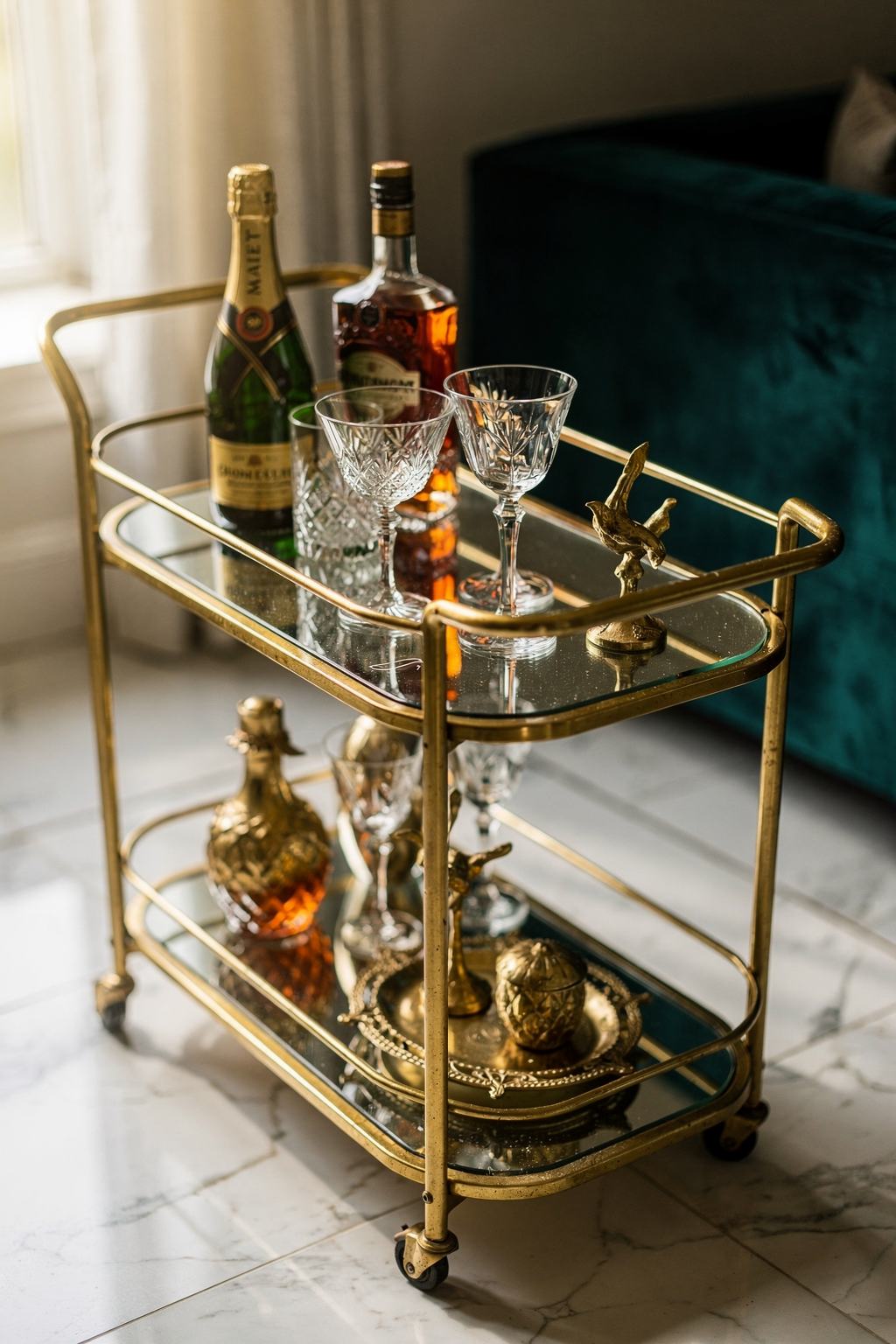 Design Your Home Bar: Glam Bar Carts with Gold Accents Under $35