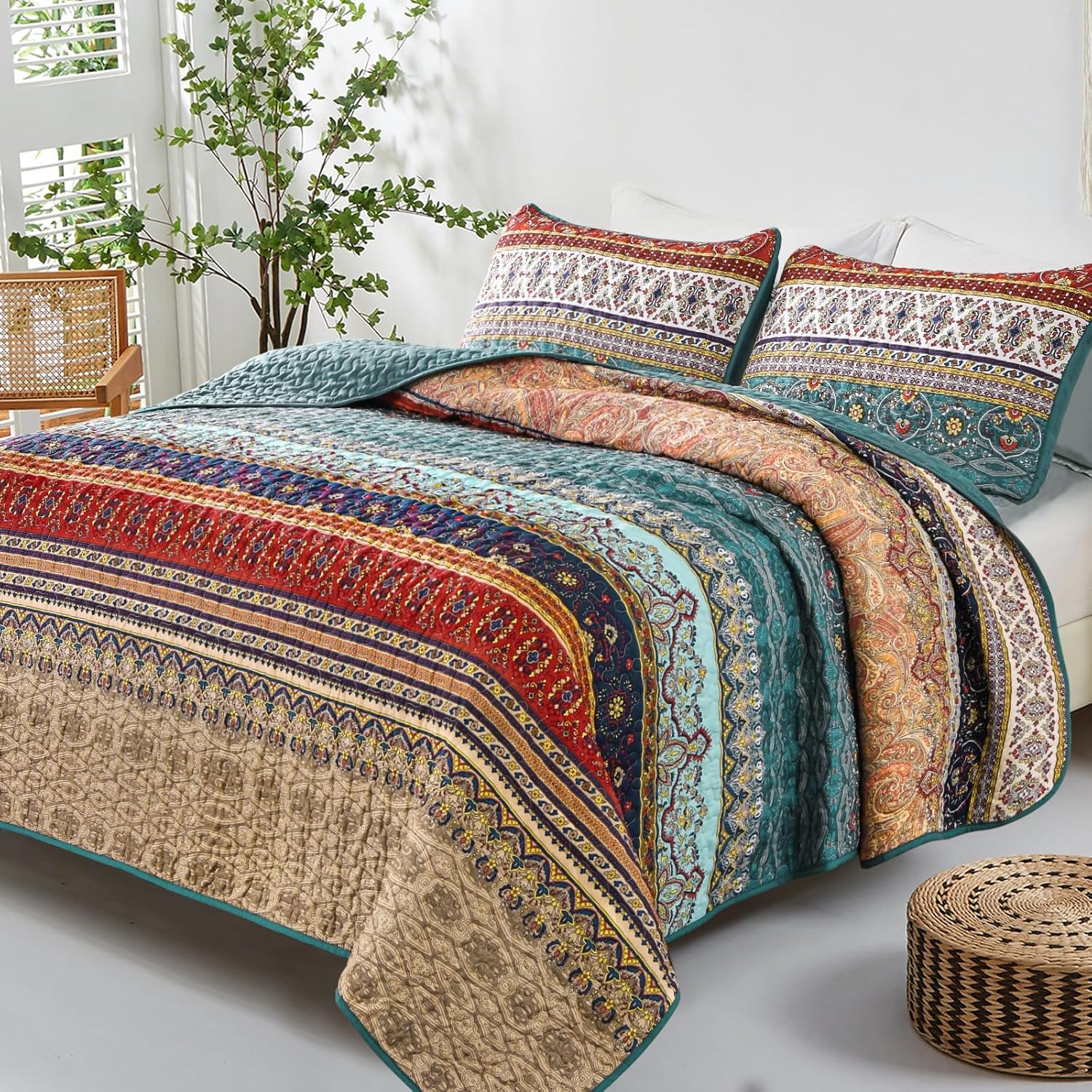 Design Your Sanctuary: Earthy Cozy Bedding Sets with Global Patterns Under $35