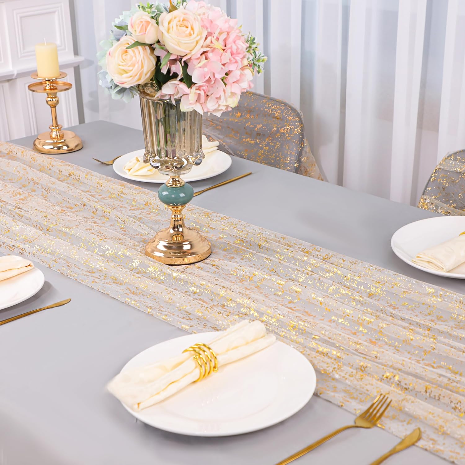 Elevate Dinner Nights: Gold Metallic Table Runner That Adds Instant Luxury ($13–$35)