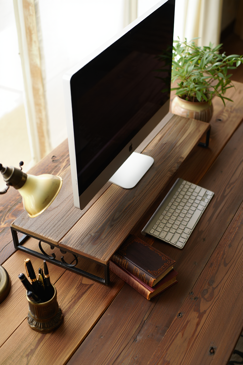 Elevate Your Desk Setup: Rustic Farmhouse Monitor Stands Under $35