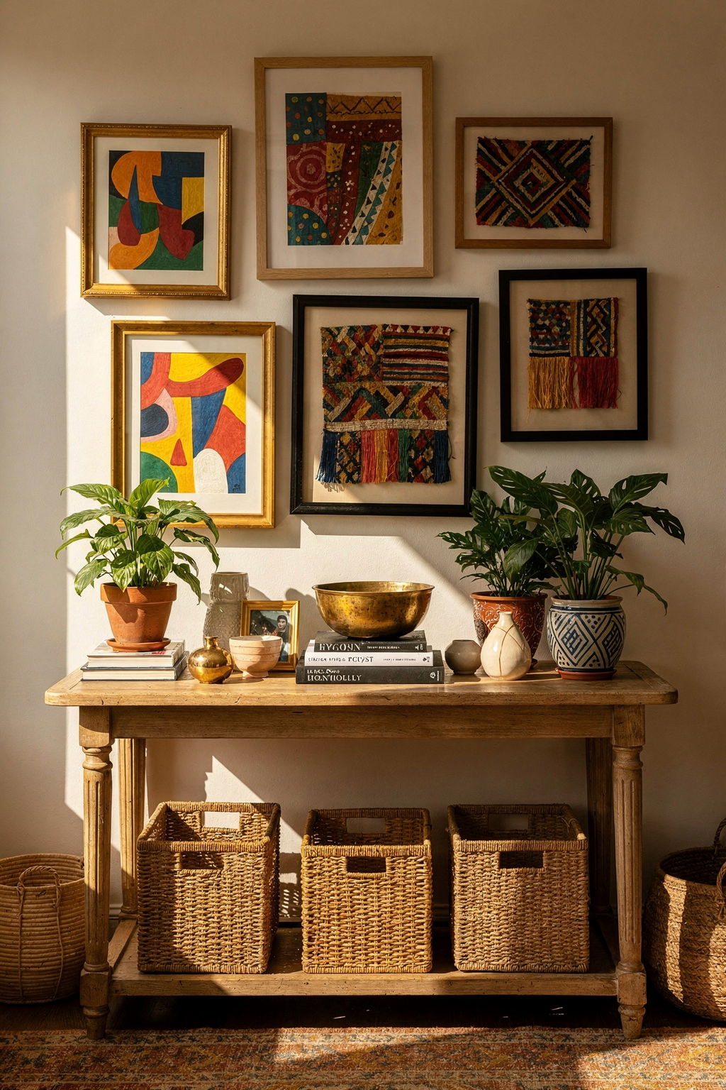 Gallery Wall Ideas Above Entryway Tables: Bold Eclectic Art Under $35