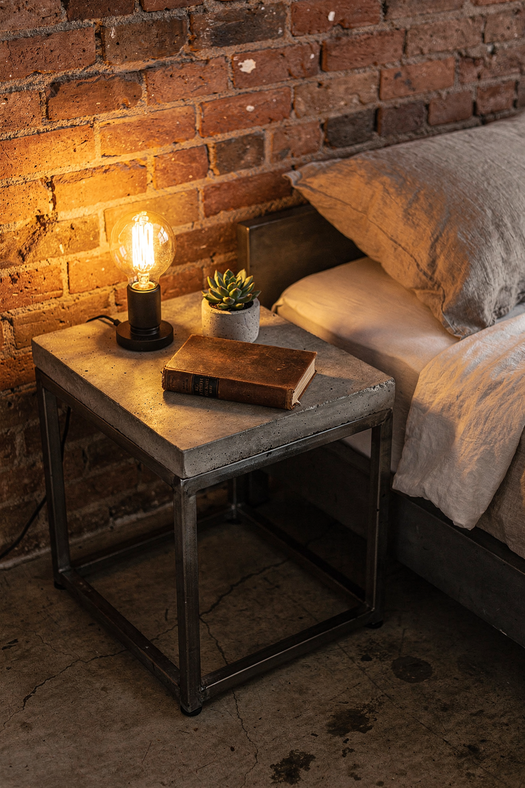 Industrial Nightstand: Raw Metal Design Elevates Your Bedroom Aesthetic
