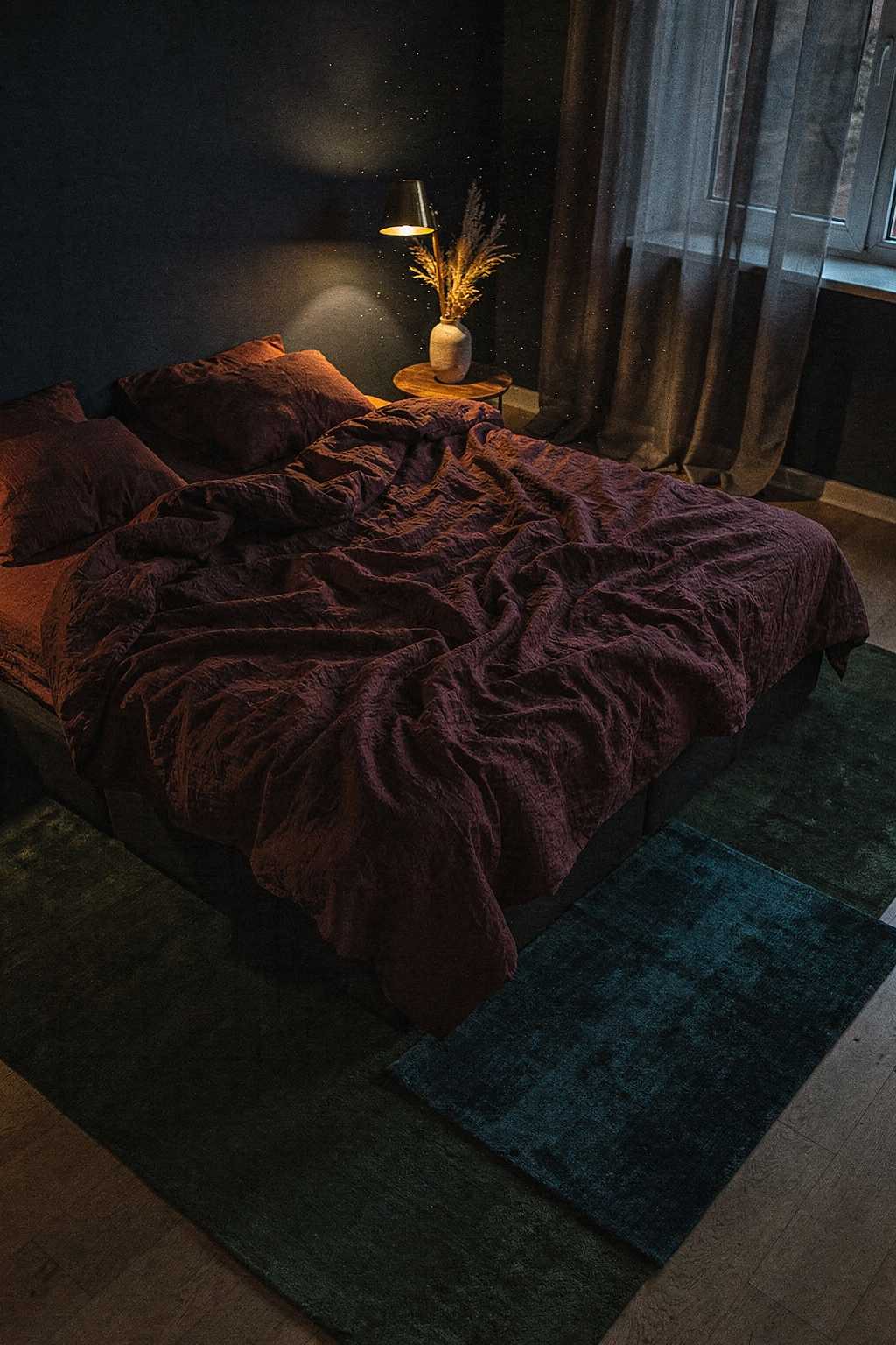 Layer Like a Pro: Dark Bedroom Rugs That Add Depth to Moody Interiors