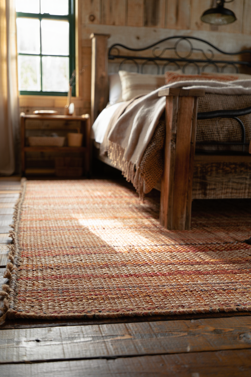 Layered Bedroom Rugs: This Rustic Farmhouse Style Grounds Your Space Under $35