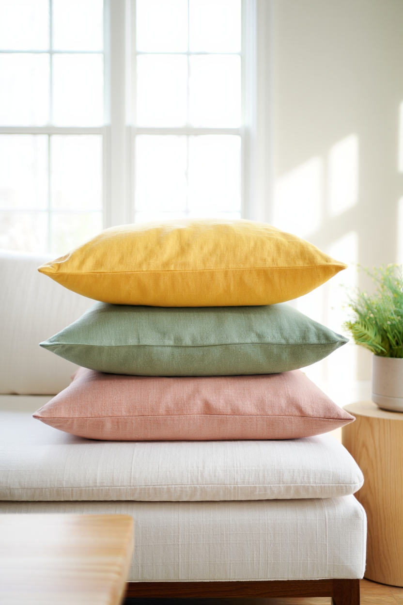 Linen Accent Pillows in Soft Pastels: The Quick Way to Refresh Your Spring Living Room