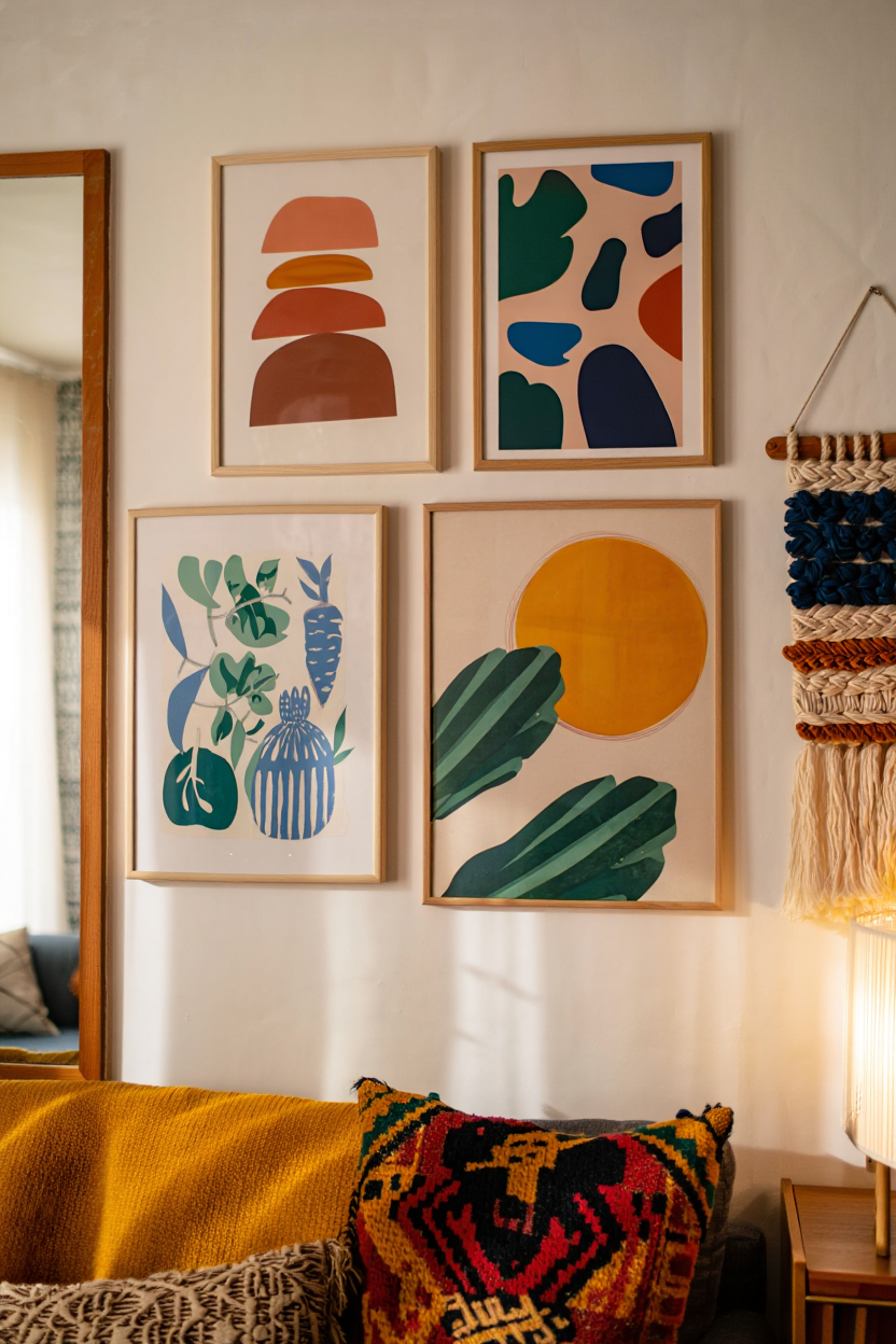 Mix & Match Wall Art: 5 Bold Eclectic Prints That Make Your Living Room Feel Collected & Worldly