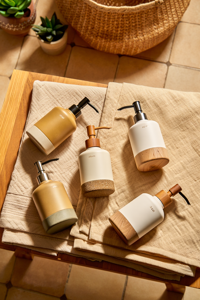 Outdoor-Inspired Soap Dispensers: 5 Warm Neutral Styles for Spa-Like Bathrooms ($13–$35)