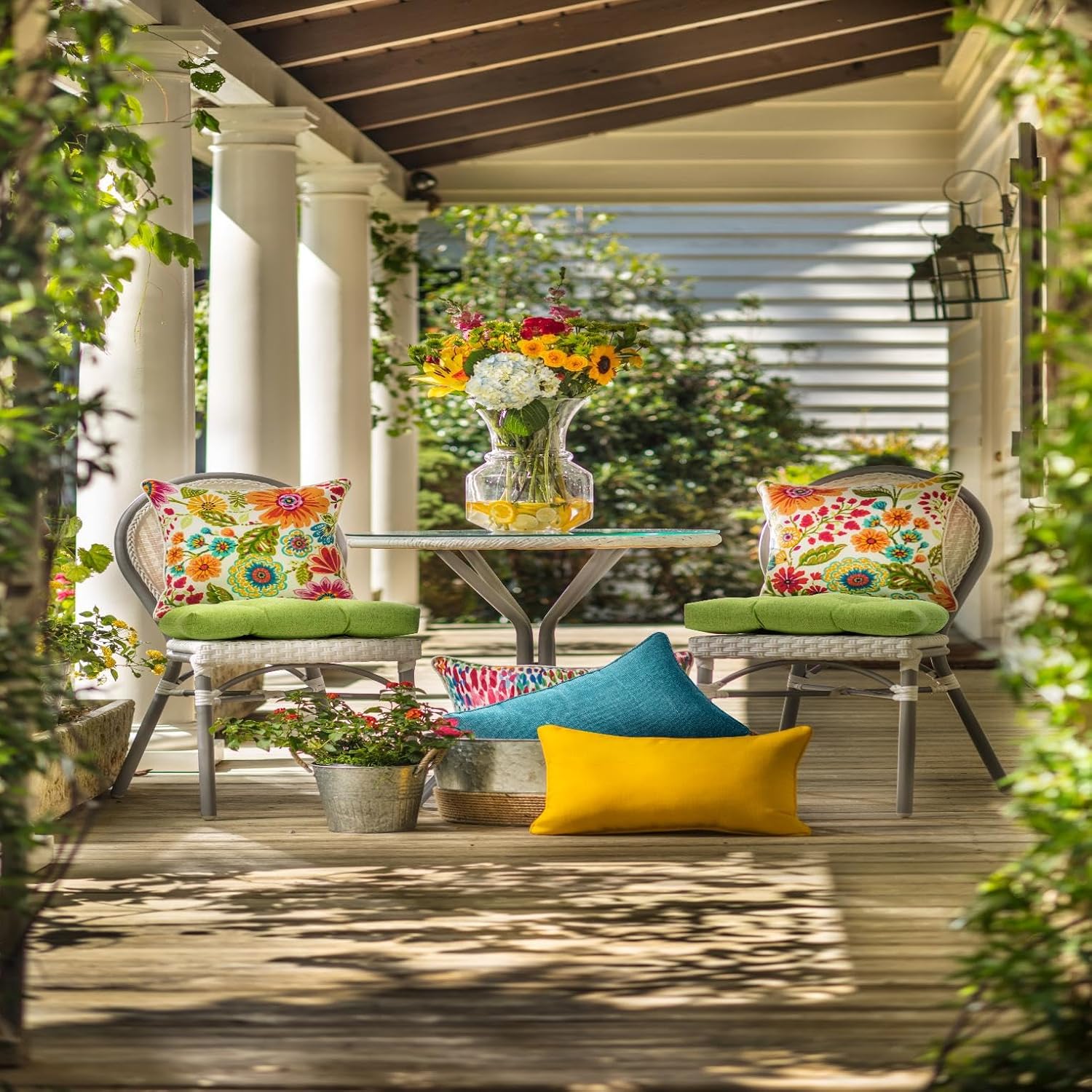 Patio Cushions That Turn Any Outdoor Seat Into a Bold Eclectic Lounge ($13–$35)
