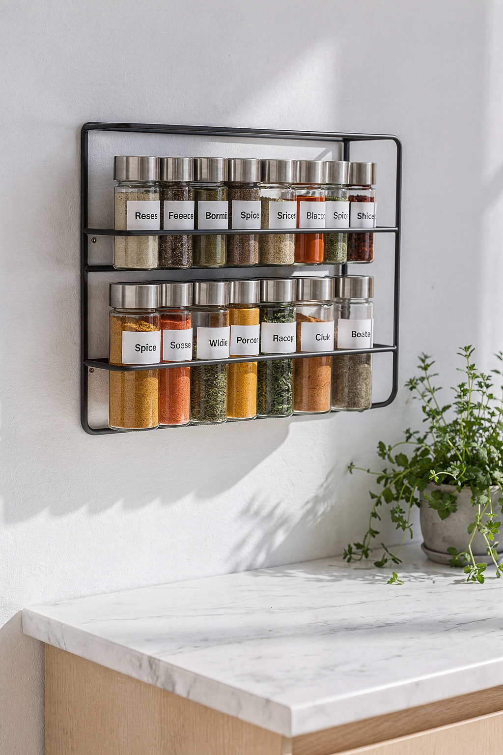 Spice Rack Organizer: Wall-Mount Design Saves Counter Space & Looks Stunning