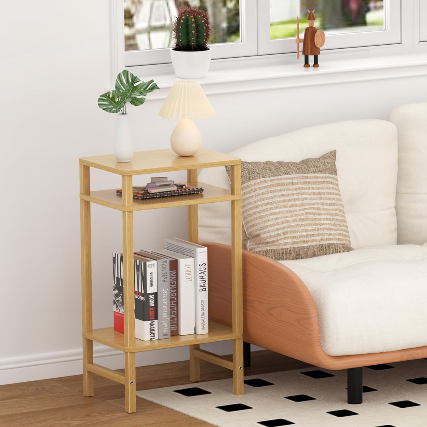 Spring Bedroom Refresh: Warm Wood Nightstands in Soft Pastels Under $35