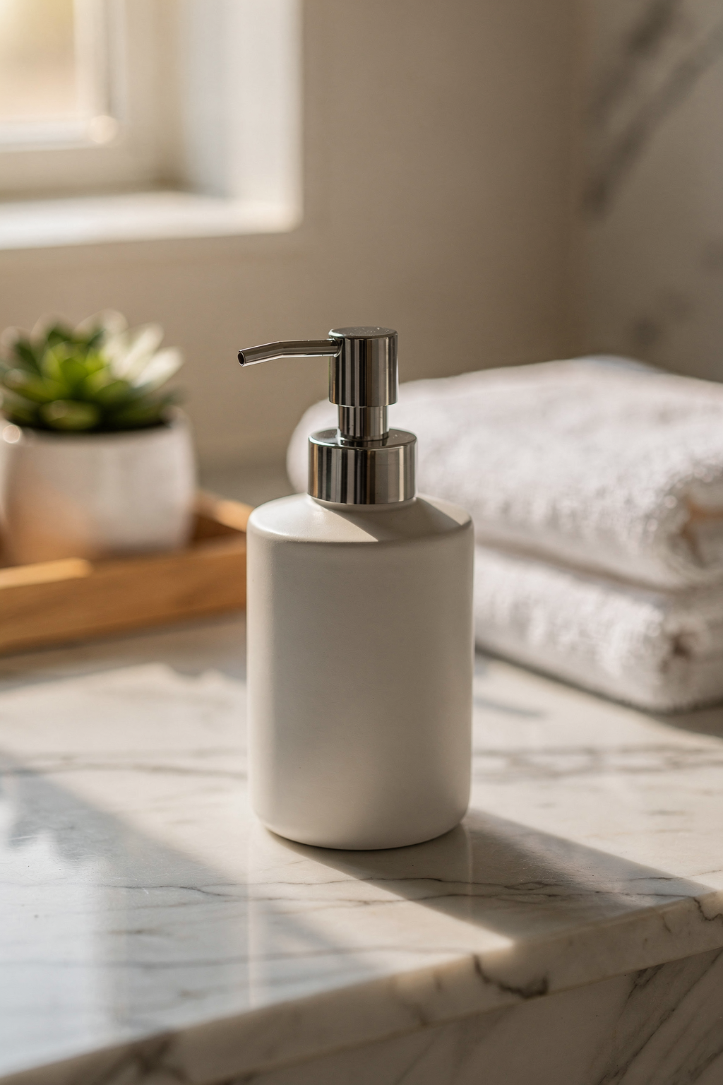 Stunning Ceramic Soap Dispenser: Modern Bathroom Must-Have