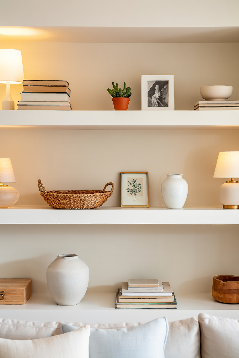 Stunning Floating Shelves Transform Your Living Room Into a Styled Gallery