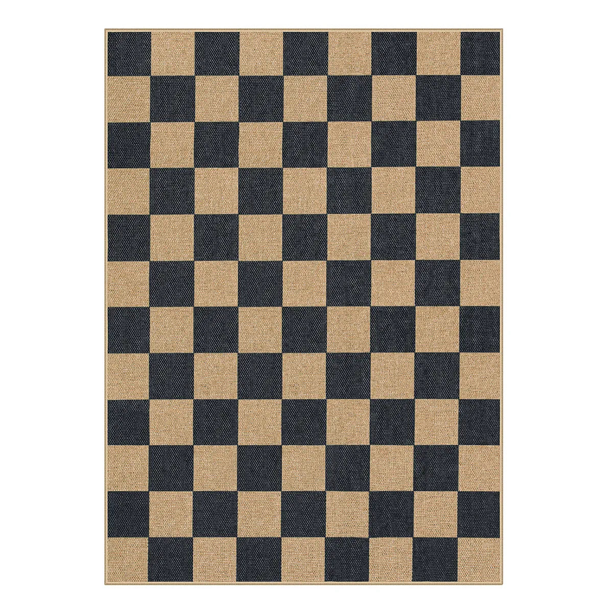 This Black & Natural Checkered Rug Anchors Luxury Farmhouse Dining — Under $200