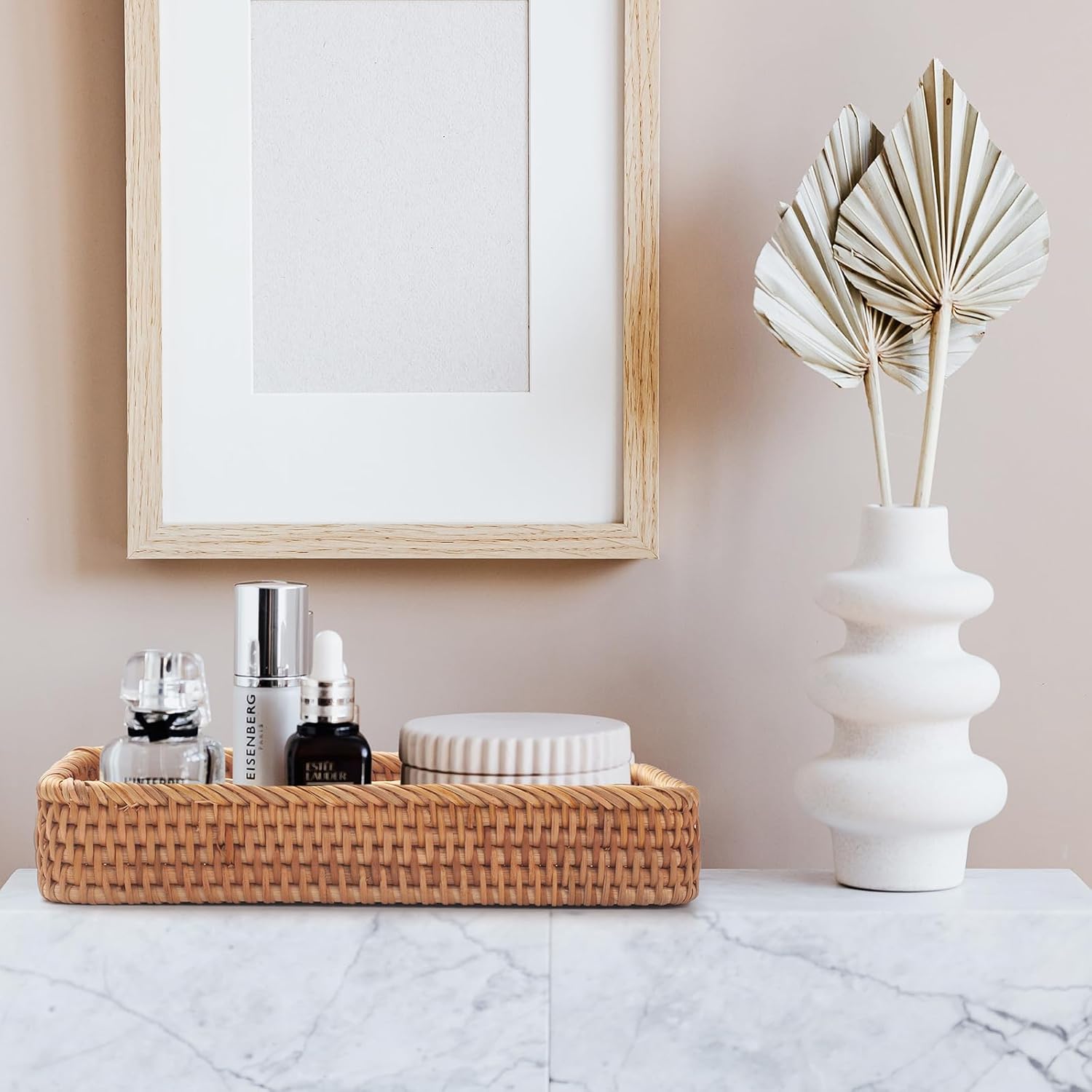 Transform Your Bathroom Counter: Coastal Vanity Trays with Driftwood + Sea Glass