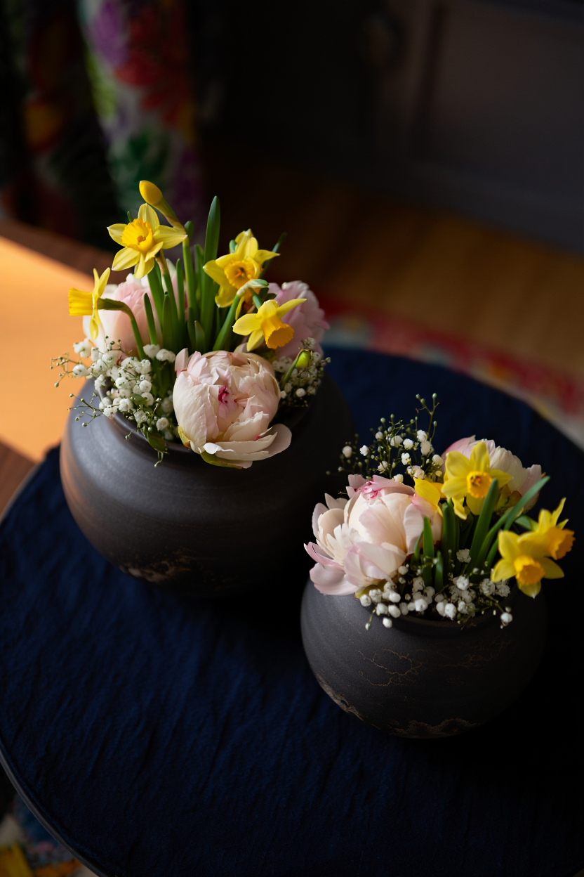 Transform Your Entryway: Dark Ceramic Planters That Ground Spring Florals